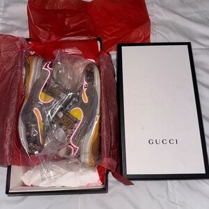 Gucci Authentic Worn Once Multi Leather Metallic Reptile Snake Print Sz 36.5